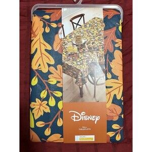 Disney Fall Tablecloth Oblong 60x84” Vinyl Fall Leaves Rectangle